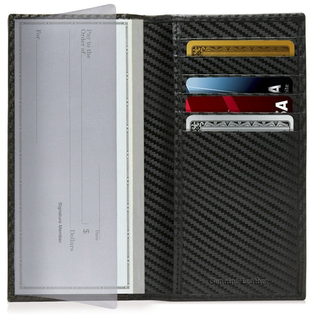 RFID Security Blocking Safe Leather Wallet Checkbook Cover 8 ID Credit Card New 